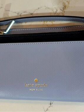 kate spade lavender saffiano crossbody with gold logo